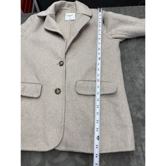 Abercrombie & Fitch Wool-Blend Blazer Coat Beige Small Button Front Jacket - Picture 10 of 14